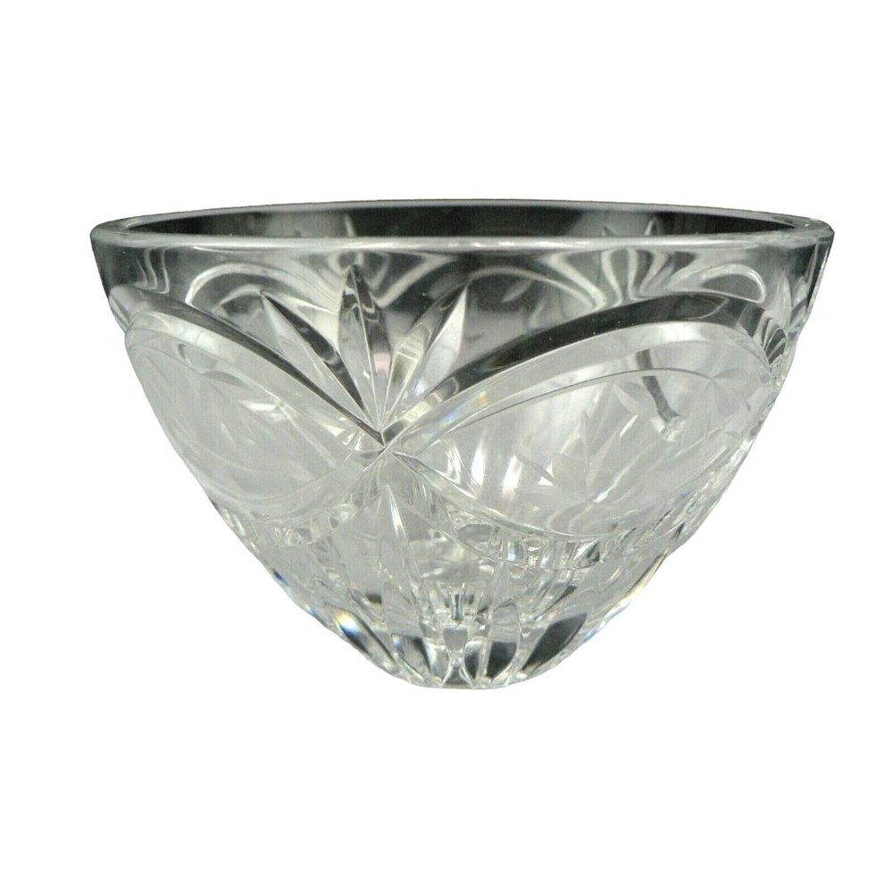 Glass Bowl Etched Cut Crystal Starburst Ray Design